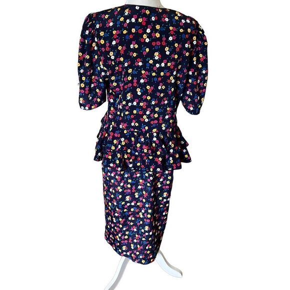 Vintage button up drop waist peplum style short sleeve - Picture 2 of 6